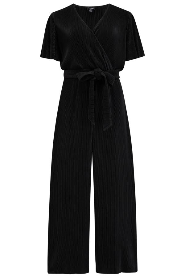 Tara Shine Plisse Cropped Wide Leg Jumpsuit