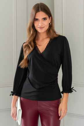 Anya Lace Detail Slinky Jersey Top - Black