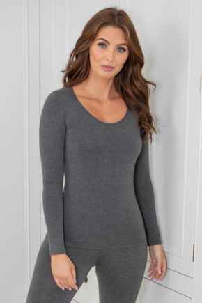 Second Skin Thermal Long Sleeve Top - Charcoal