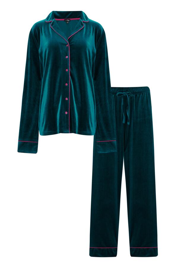 Velour Contrast Trim Pyjama Set