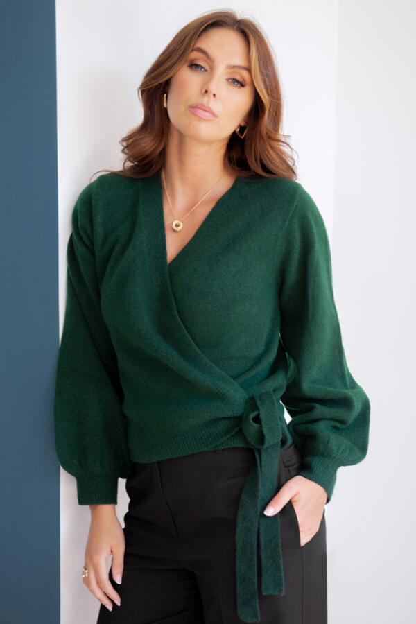 Elle Fuller Bust Knit Wrap Top