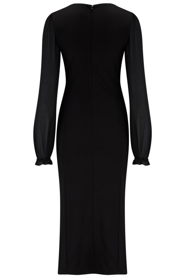 Jessica Chiffon Sleeve Bodycon Stretch Ponte Midi Dress