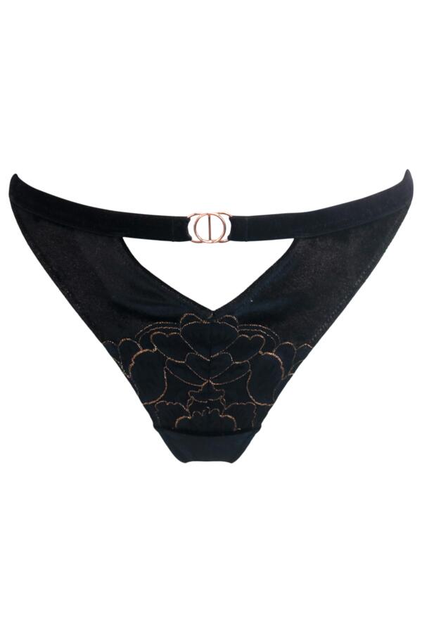 India Velvet Luxe Metallic Lace Thong