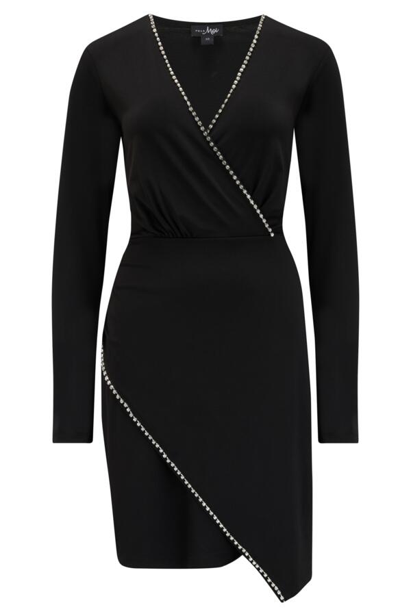 Nicole Slinky Jersey Diamante Trim Wrap Dress