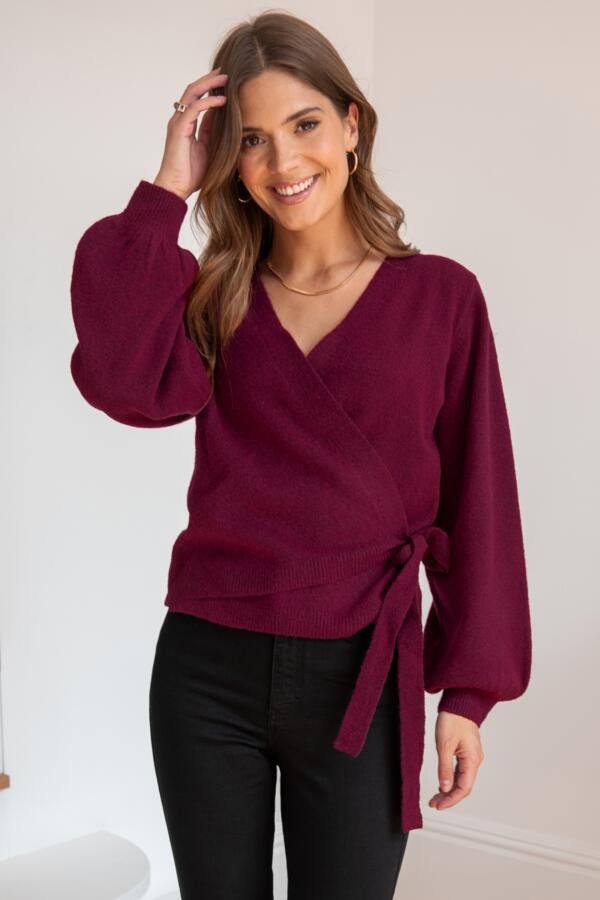 Elle Fuller Bust Knit Wrap Top