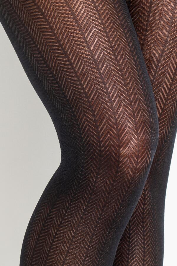 Herringbone Tights - Black