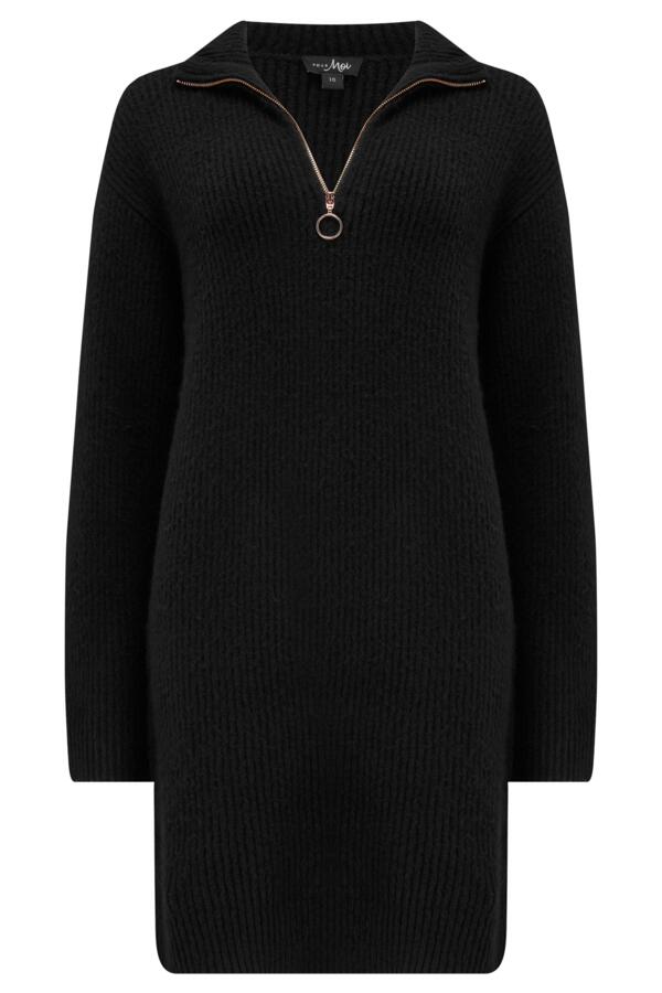 Frankie Fuller Bust Quarter Zip Chunky Knit Dress