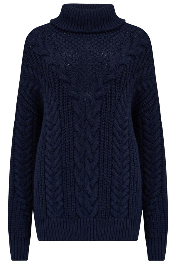 Alice Chunky Cable Knit Roll Neck Knit Jumper