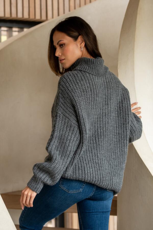 Alice Chunky Cable Knit Roll Neck Knit Jumper