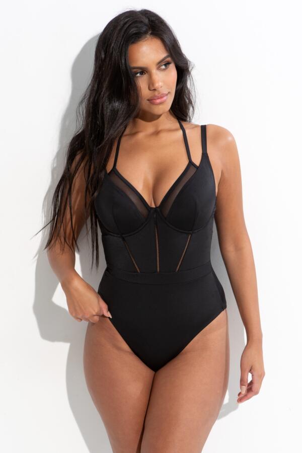 Sydney Double Strap Underwired Swimsuit - Black