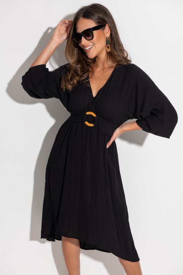 Viscose Crinkle O Ring Midi Beach Cover Up