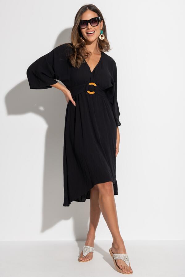 Viscose Crinkle O Ring Midi Beach Cover Up