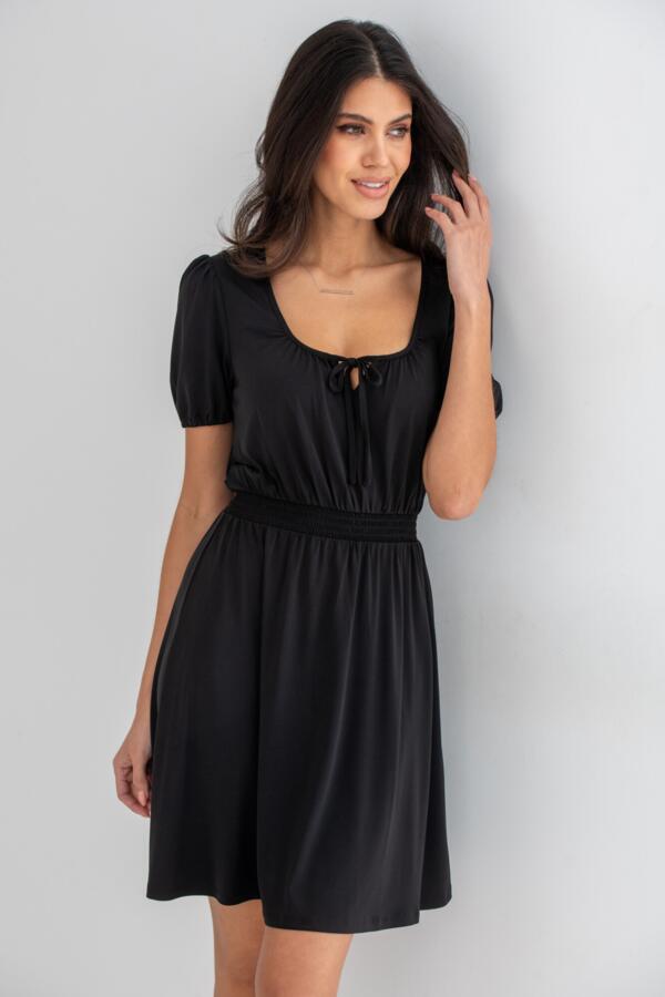 Evangeline Fuller Bust Gathered Neckline Slinky Jersey Dress