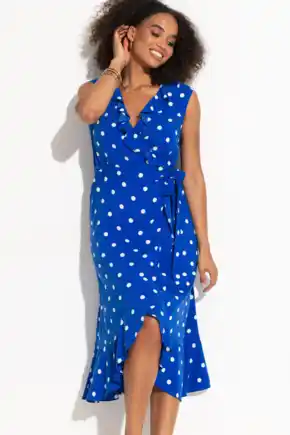 LENZING™ ECOVERO™ Viscose Midaxi Wrap Multiway Beach Dress - Blue/White
