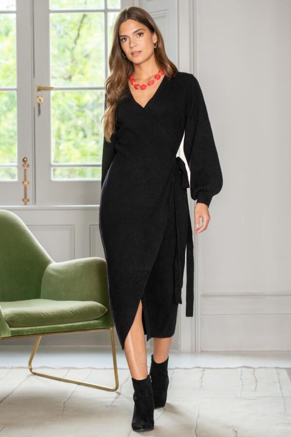 Elle Knit Midi Wrap Dress