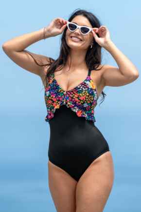 Frill Ditsy Tummy Control Swimsuit
