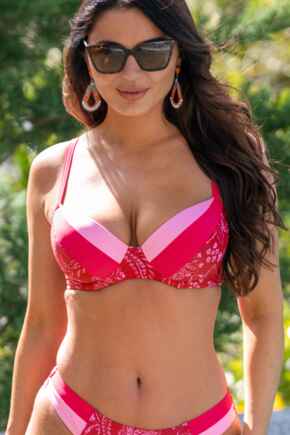 Palm Springs Padded Underwired Convertible Top  - Red/Pink