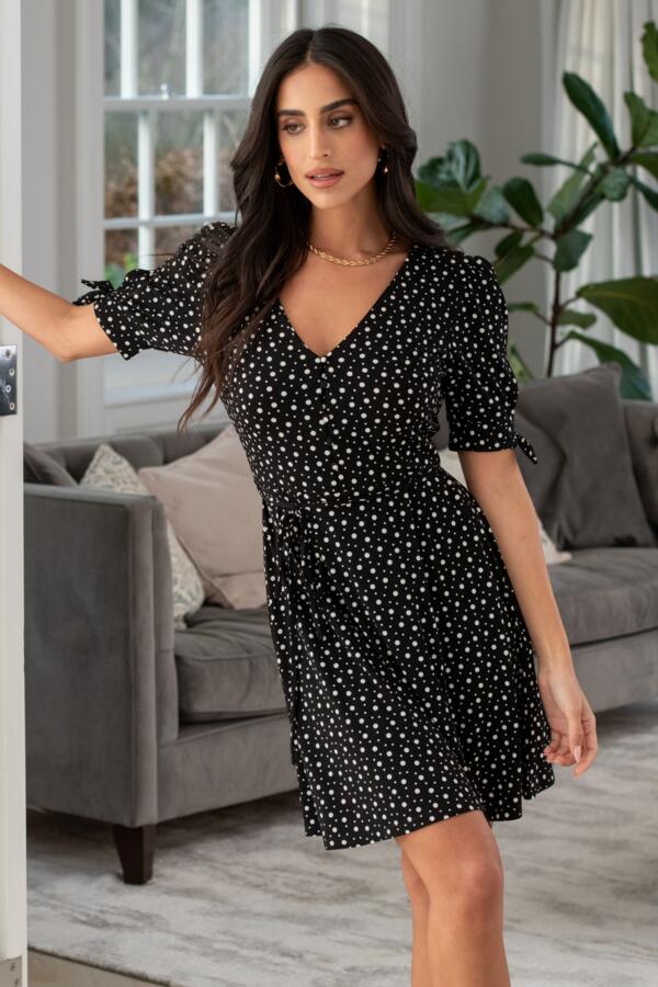 Bella Fuller Bust Slinky Stretch Tie Sleeve Tea Dress