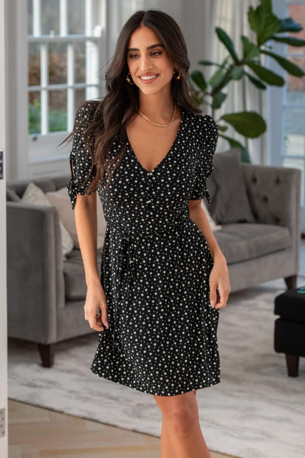 Bella Fuller Bust Slinky Stretch Tie Sleeve Tea Dress