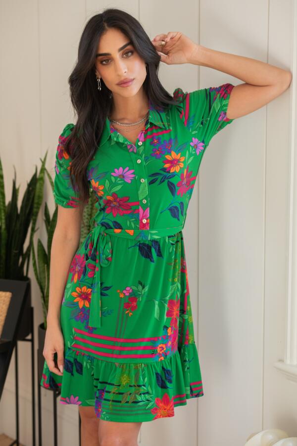 Jodie Fuller Bust Slinky Jersey Tiered Shirt Dress