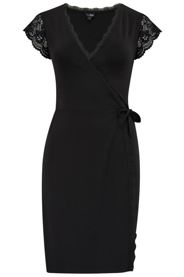 Julianne Lace Trim Slinky Jersey Wrap Dress