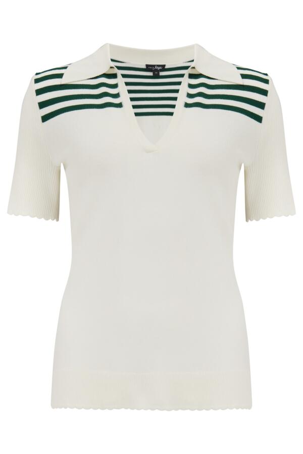 Roma Half Sleeve Stripe Knit Top with LENZING™ ECOVERO™ Viscose