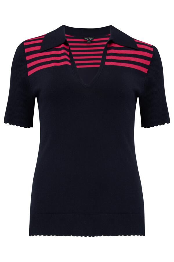 Roma Half Sleeve Stripe Knit Top