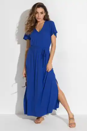 Tie Back Jersey Maxi Dress with LENZING™ ECOVERO™ Viscose - Ultramarine