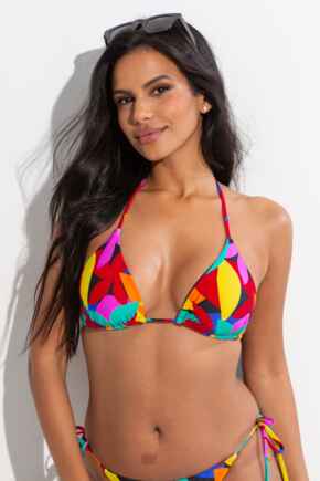 Maya Bay Reversible Non-Wired Halter Triangle Bikini Top - Multi
