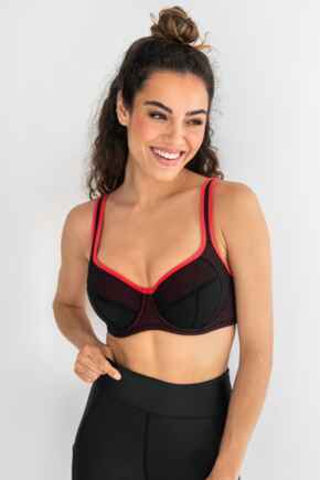 Energy Reach Underwired Lightly Padded Sports Bra - Black/Coral