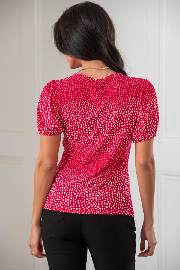 Birdie Square Neck Slinky Puff Sleeve Stretch Top