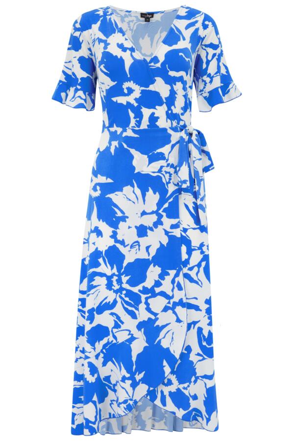 Megan Fuller Bust Slinky Jersey Frill Detail Midi Wrap Dress