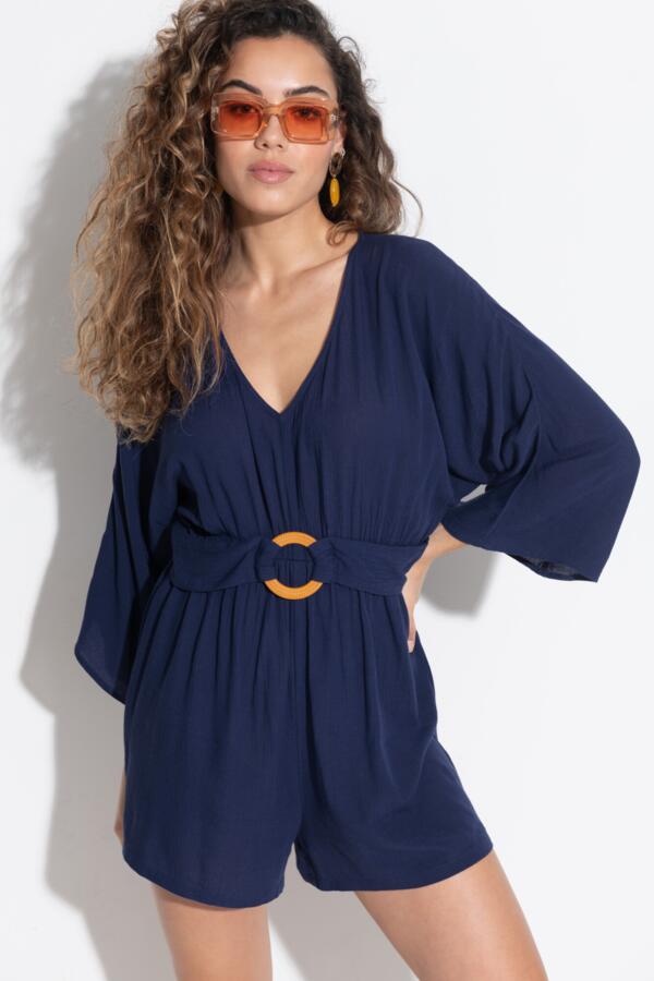 LENZING™ ECOVERO™ Viscose Crinkle O Ring Beach Playsuit