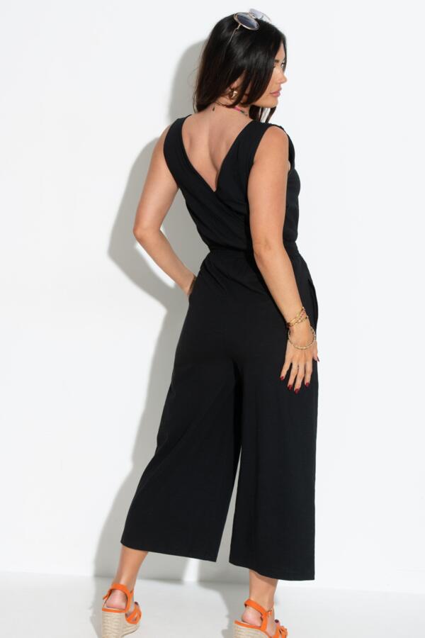 Maya Cotton Slub Jersey Built-Up Cropped Leg Jumpsuit