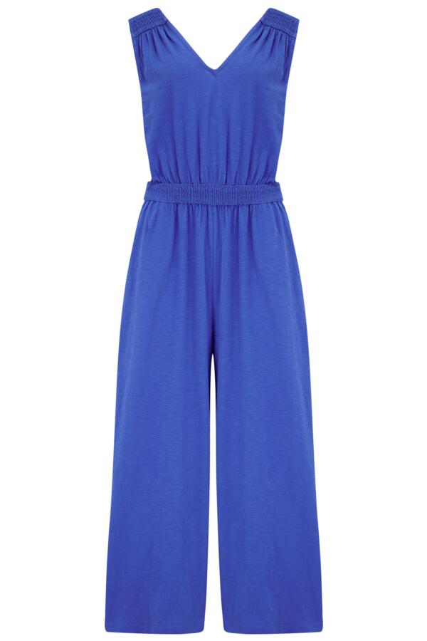 Maya Cotton Slub Jersey Built-Up Cropped Leg Jumpsuit