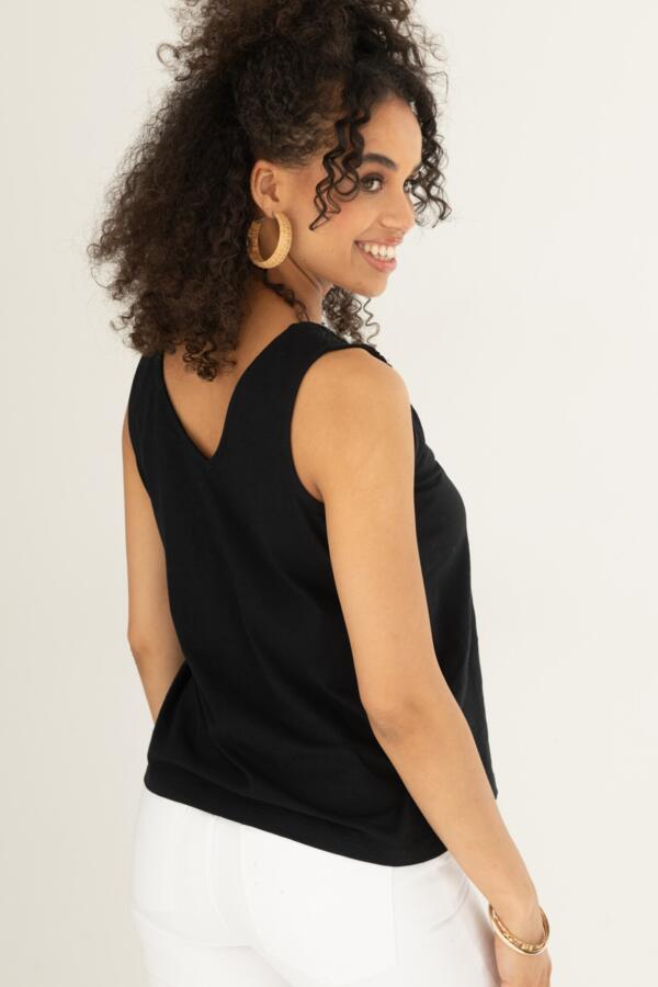 Maya Cotton Slub Jersey Built-Up V-Neck Vest