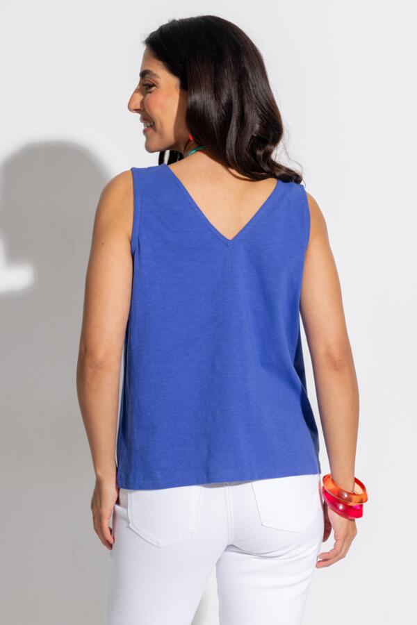 Maya Cotton Slub Jersey Built-Up V-Neck Vest