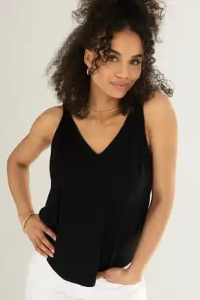Sophie Fuller Bust Stretch V-Neck Vest with LENZING™ ECOVERO™ Viscose - Black