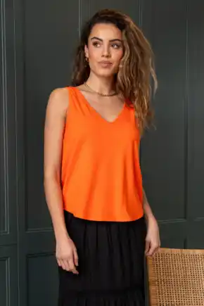 Sophie Fuller Bust Stretch V-Neck Vest with LENZING™ ECOVERO™ Viscose - Orange