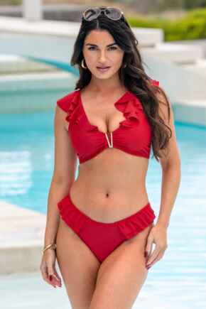 Andalucia Frill Bikini Brief - Red
