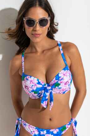Rosa Cove Padded Underwired Convertible Bikini Top - Blue Floral