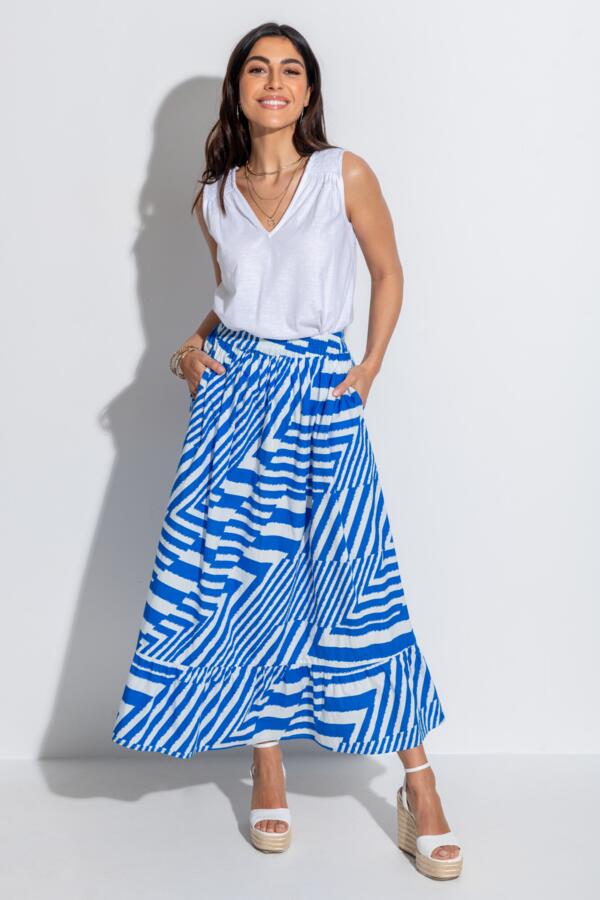 Susan Cotton Poplin Tiered Hem Midaxi Co-Ord Skirt