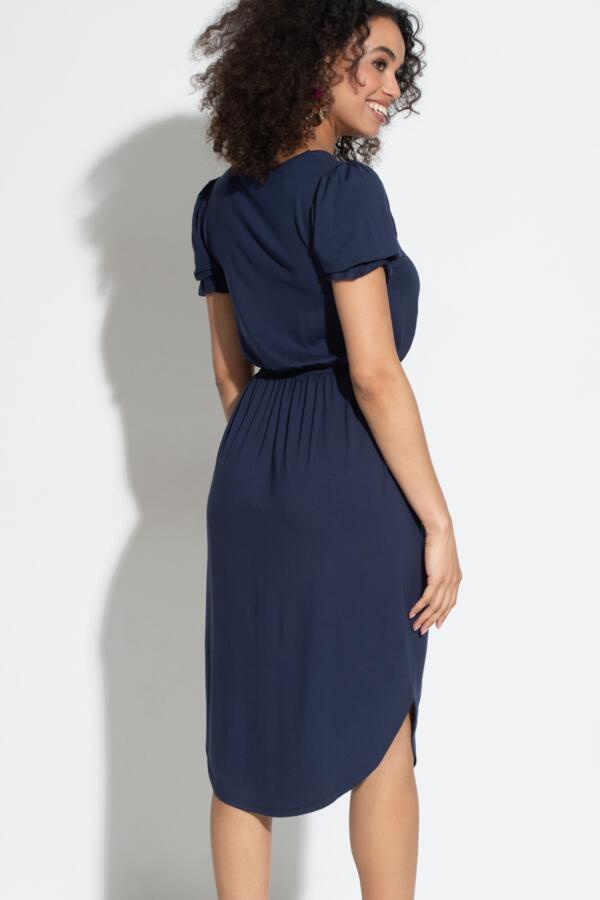 Jenny Puff Sleeve Jersey Midi Dress with LENZING™ ECOVERO™ Viscose