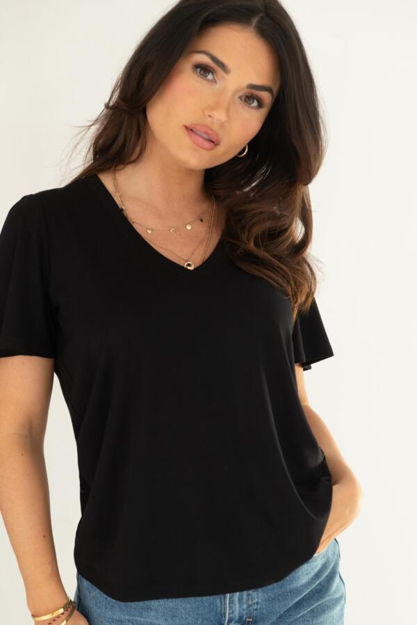 Serena V-Neck Jersey T-Shirt with LENZING™ ECOVERO™ Viscose