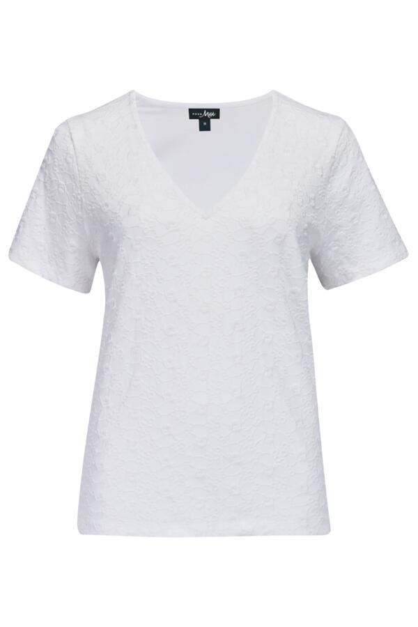 Niamh Broderie Cotton Jersey V-Neck T-Shirt