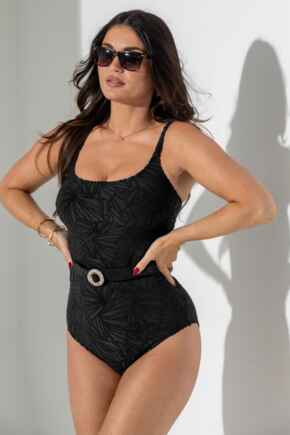 Ibiza Belted Tummy Control Swimsuit - Black