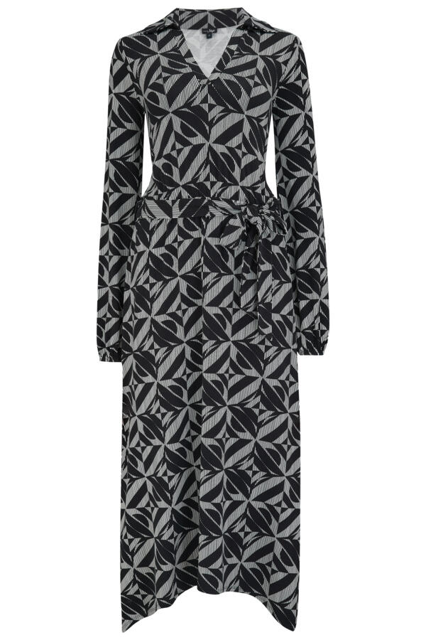 Venetia Jersey Hanky Hem Collared Midi Dress 
