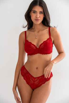 Fleur Non-Padded Balconette Set - Red