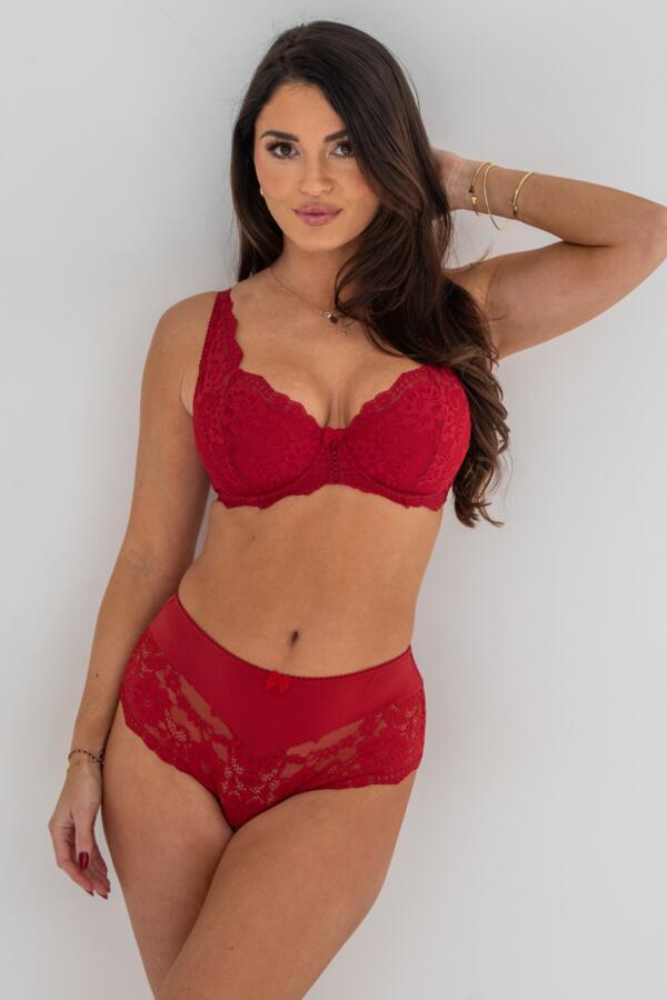 Fleur Padded Underwired Set - Red