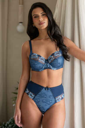 Sofia Lace Embroidered Deep Brief - Dusk/Blue